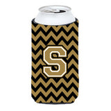 Letter S Chevron Black And Gold Tall Boy Beverage Insulator Hugger Cj1050-Stbc