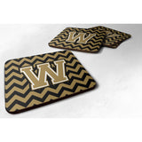 Caroline'S Treasures Cj1050-Wfc Letter W Chevron Black And Gold Foam Coaster (Set Of 4), 3.5, Multicolor