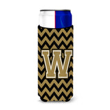 Letter W Chevron Black And Gold Ultra Beverage Insulators For Slim Cans Cj1050-Wmuk
