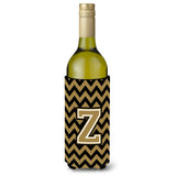 Letter Z Chevron Black And Gold Wine Bottle Beverage Insulator Hugger Cj1050-Zliterk