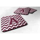 Caroline'S Treasures Cj1051-Afc Letter A Chevron Maroon And White Foam Coaster (Set Of 4), 3.5, Multicolor
