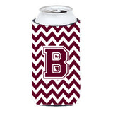 Letter B Chevron Maroon And White Tall Boy Beverage Insulator Hugger Cj1051-Btbc