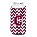 Letter C Chevron Maroon And White Tall Boy Beverage Insulator Hugger Cj1051-Ctbc