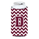 Letter D Chevron Maroon And White Tall Boy Beverage Insulator Hugger Cj1051-Dtbc