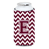 Letter E Chevron Maroon And White Tall Boy Beverage Insulator Hugger Cj1051-Etbc
