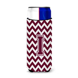 Letter I Chevron Maroon And White Ultra Beverage Insulators For Slim Cans Cj1051-Imuk