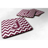 Caroline'S Treasures Cj1051-Jfc Letter J Chevron Maroon And White Foam Coaster (Set Of 4), 3.5, Multicolor