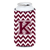 Letter K Chevron Maroon And White Tall Boy Beverage Insulator Hugger Cj1051-Ktbc