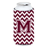 Letter M Chevron Maroon And White Tall Boy Beverage Insulator Hugger Cj1051-Mtbc