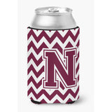 Caroline'S Treasures Cj1051-Ncc Letter N Chevron Maroon And White Can Or Bottle Hugger, Multicolor