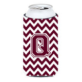 Letter Q Chevron Maroon And White Tall Boy Beverage Insulator Hugger Cj1051-Qtbc