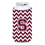 Letter S Chevron Maroon And White Tall Boy Beverage Insulator Hugger Cj1051-Stbc