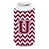 Letter U Chevron Maroon And White Tall Boy Beverage Insulator Hugger Cj1051-Utbc