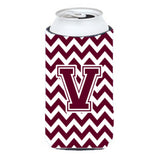 Letter V Chevron Maroon And White Tall Boy Beverage Insulator Hugger Cj1051-Vtbc