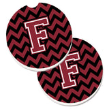 Caroline'S Treasures Letter F Chevron Garnet & Black Set Of 2 Cup Holder Car Coasters Cj1052-Fcarc, 2.56, Multicolor