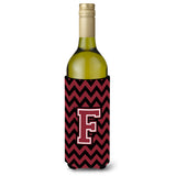 Letter F Chevron Garnet And Black Wine Bottle Beverage Insulator Hugger Cj1052-Fliterk