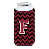 Letter F Chevron Garnet And Black Tall Boy Beverage Insulator Hugger Cj1052-Ftbc