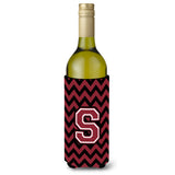 Letter S Chevron Garnet And Black Wine Bottle Beverage Insulator Hugger Cj1052-Sliterk