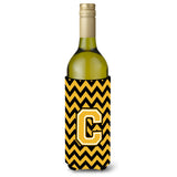Letter C Chevron Black And Gold Wine Bottle Beverage Insulator Hugger Cj1053-Cliterk