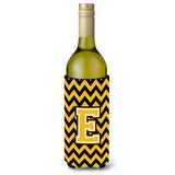 Letter E Chevron Black And Gold Wine Bottle Beverage Insulator Hugger Cj1053-Eliterk