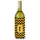 Letter Q Chevron Black And Gold Wine Bottle Beverage Insulator Hugger Cj1053-Qliterk