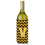 Letter V Chevron Black And Gold Wine Bottle Beverage Insulator Hugger Cj1053-Vliterk
