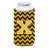 Letter X Chevron Black And Gold Tall Boy Beverage Insulator Hugger Cj1053-Xtbc