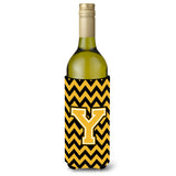 Letter Y Chevron Black And Gold Wine Bottle Beverage Insulator Hugger Cj1053-Yliterk