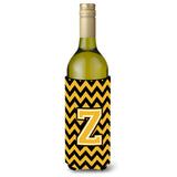 Letter Z Chevron Black And Gold Wine Bottle Beverage Insulator Hugger Cj1053-Zliterk