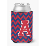 Caroline'S Treasures Cj1054-Acc Letter A Chevron Yale Blue And Crimson Can Or Bottle Hugger, Multicolor