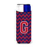 Letter G Chevron Yale Blue And Crimson Ultra Beverage Insulators For Slim Cans Cj1054-Gmuk