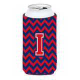 Letter I Chevron Yale Blue And Crimson Tall Boy Beverage Insulator Hugger Cj1054-Itbc