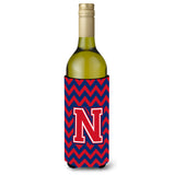 Letter N Chevron Yale Blue And Crimson Wine Bottle Beverage Insulator Hugger Cj1054-Nliterk