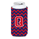 Letter Q Chevron Yale Blue And Crimson Tall Boy Beverage Insulator Hugger Cj1054-Qtbc