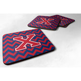 Caroline'S Treasures Cj1054-Xfc Letter X Chevron Yale Blue And Crimson Foam Coaster (Set Of 4), 3.5, Multicolor