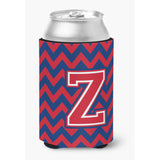Caroline'S Treasures Cj1054-Zcc Letter Z Chevron Yale Blue And Crimson Can Or Bottle Hugger, Multicolor
