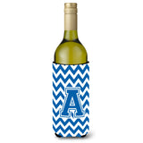 Letter A Chevron Blue And White Wine Bottle Beverage Insulator Hugger Cj1056-Aliterk
