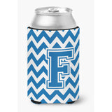 Caroline'S Treasures Cj1056-Fcc Letter F Chevron Blue And White Can Or Bottle Hugger, Multicolor