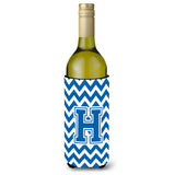 Letter H Chevron Blue And White Wine Bottle Beverage Insulator Hugger Cj1056-Hliterk