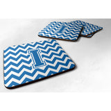 Caroline'S Treasures Cj1056-Ifc Letter I Chevron Blue And White Foam Coaster (Set Of 4), 3.5, Multicolor