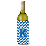Letter K Chevron Blue And White Wine Bottle Beverage Insulator Hugger Cj1056-Kliterk