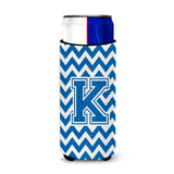 Letter K Chevron Blue And White Ultra Beverage Insulators For Slim Cans Cj1056-Kmuk