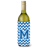 Letter M Chevron Blue And White Wine Bottle Beverage Insulator Hugger Cj1056-Mliterk