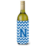 Letter N Chevron Blue And White Wine Bottle Beverage Insulator Hugger Cj1056-Nliterk