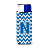 Letter N Chevron Blue And White Ultra Beverage Insulators For Slim Cans Cj1056-Nmuk