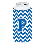 Letter P Chevron Blue And White Tall Boy Beverage Insulator Hugger Cj1056-Ptbc