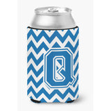Caroline'S Treasures Cj1056-Qcc Letter Q Chevron Blue And White Can Or Bottle Hugger, Multicolor