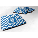 Caroline'S Treasures Cj1056-Qfc Letter Q Chevron Blue And White Foam Coaster (Set Of 4), 3.5, Multicolor