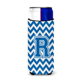 Letter R Chevron Blue And White Ultra Beverage Insulators For Slim Cans Cj1056-Rmuk