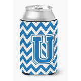 Caroline'S Treasures Cj1056-Ucc Letter U Chevron Blue And White Can Or Bottle Hugger, Multicolor